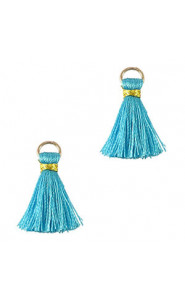 Mini Quaste 2cm - Gold-cornflower blue